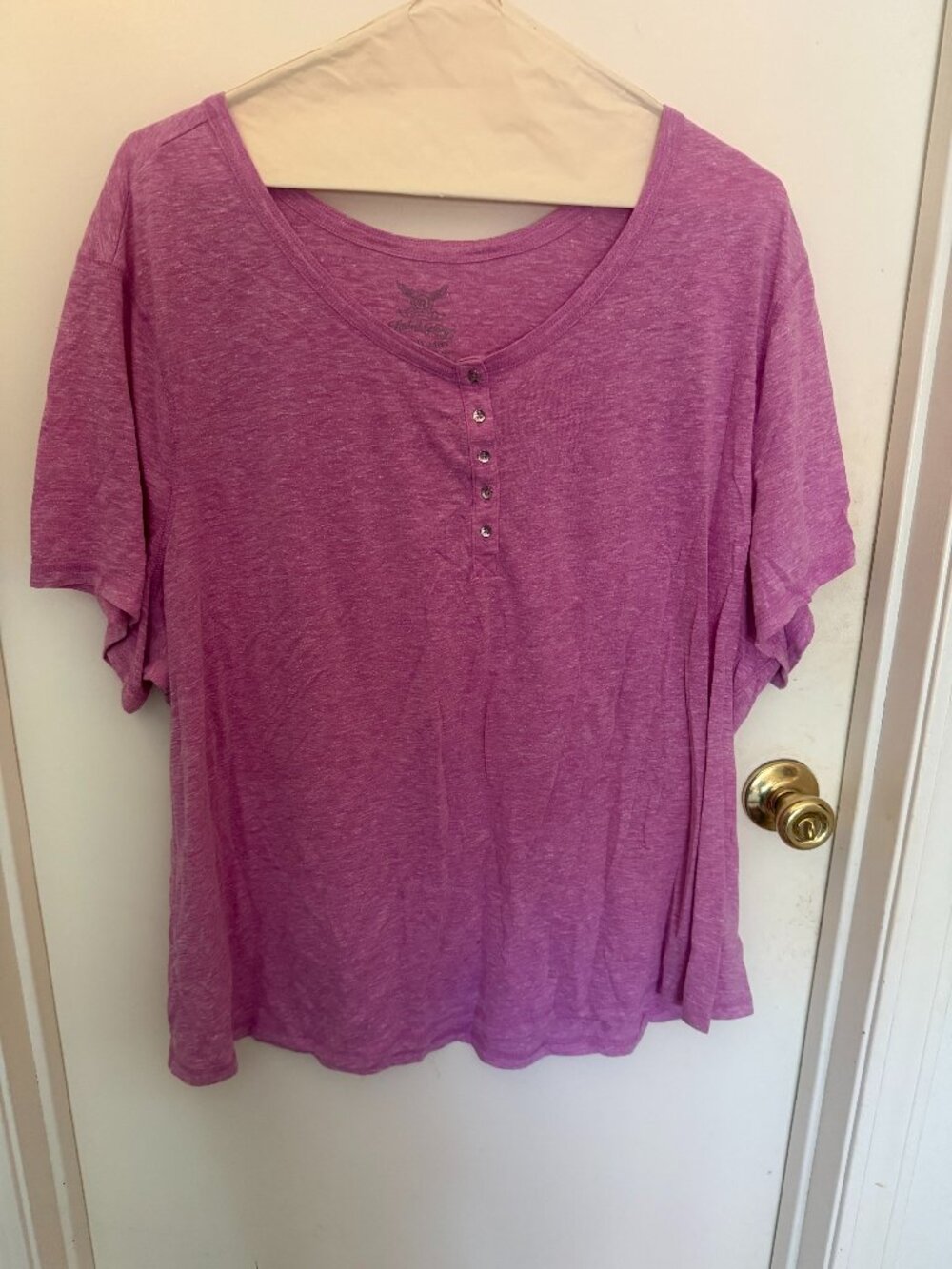 Faded Glory Heathered Purple Henley Shirt W 4X